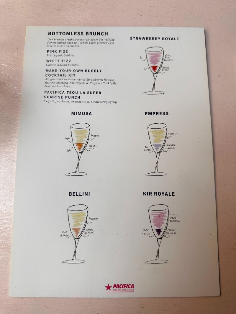 bottomless brunch review Pacific Burger and Cocktail Bar